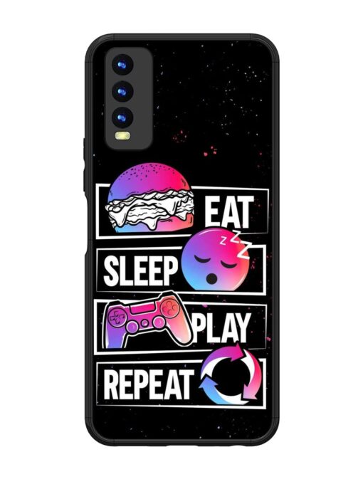 Eat Sleep Play Repeat Glossy Metal Phone Cover for Vivo Y20 Zapvi