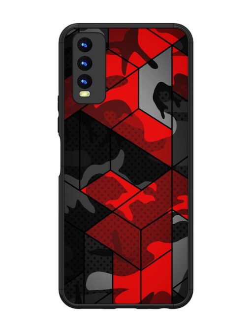 Royal Red Camouflage Pattern Glossy Metal Phone Cover for Vivo Y20 Zapvi