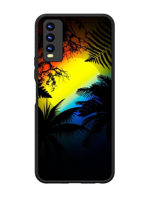 Colorful Sunset With Palm Trees Glossy Metal Phone Cover for Vivo Y20 Zapvi