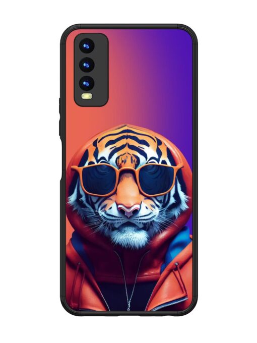 Tiger Animation Glossy Metal Phone Cover for Vivo Y20 Zapvi