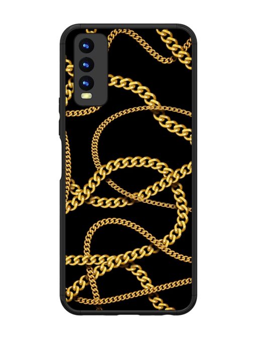 Decorative Golde Chain Glossy Metal Phone Cover for Vivo Y20 Zapvi