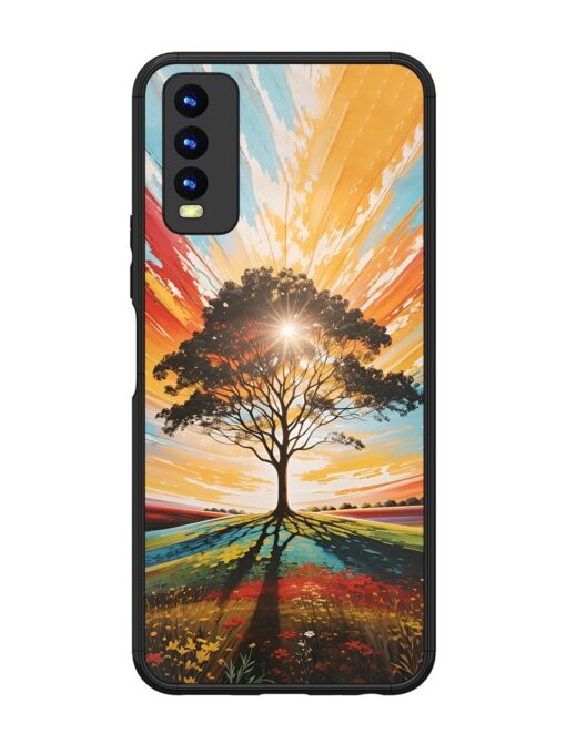 Abstract Tree Colorful Art Glossy Metal Phone Cover for Vivo Y20 Zapvi