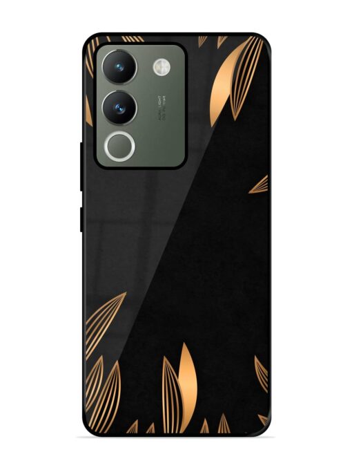 Golden Leaf Pattern Glossy Metal Phone Cover for Vivo Y200 (5G) Zapvi