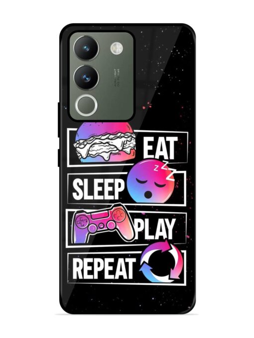 Eat Sleep Play Repeat Glossy Metal Phone Cover for Vivo Y200 (5G) Zapvi