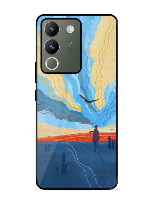 Minimal Abstract Landscape Glossy Metal Phone Cover for Vivo Y200 (5G) Zapvi