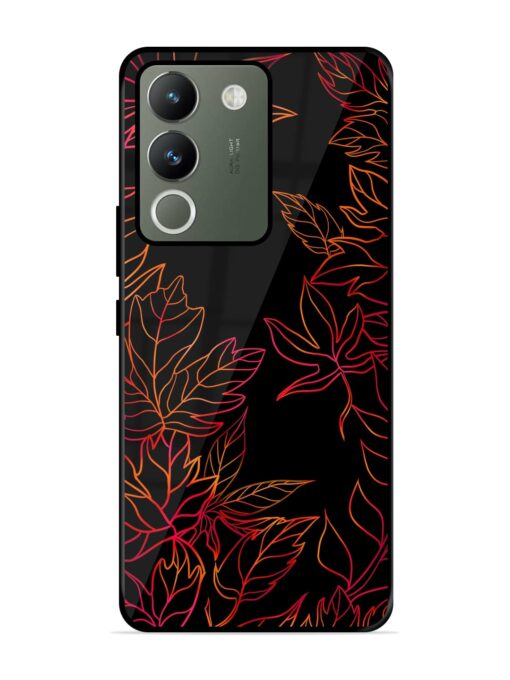 Red Floral Pattern Glossy Metal Phone Cover for Vivo Y200 (5G) Zapvi