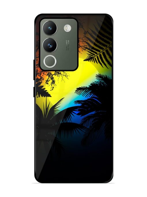 Colorful Sunset With Palm Trees Glossy Metal Phone Cover for Vivo Y200 (5G)