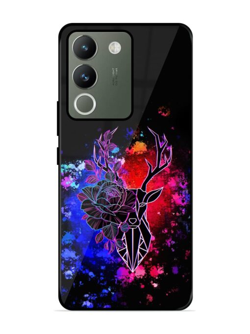 Floral Deer Art Glossy Metal Phone Cover for Vivo Y200 (5G) Zapvi