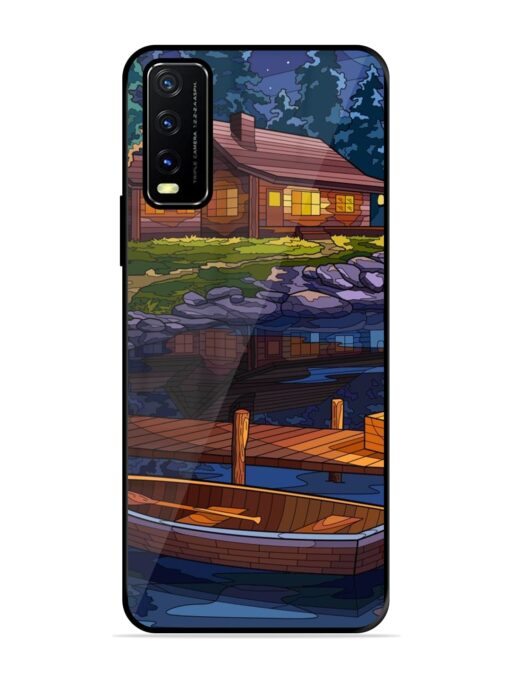 Village Night Scene Glossy Metal Phone Cover for Vivo Y20A