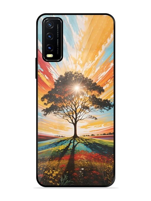 Abstract Tree Colorful Art Glossy Metal Phone Cover for Vivo Y20A Zapvi