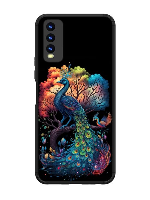 Peacock Tree Art Glossy Metal Phone Cover for Vivo Y20I