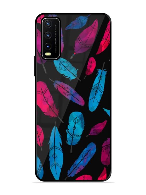 Feather Art Glossy Metal Phone Cover for Vivo Y20T Zapvi