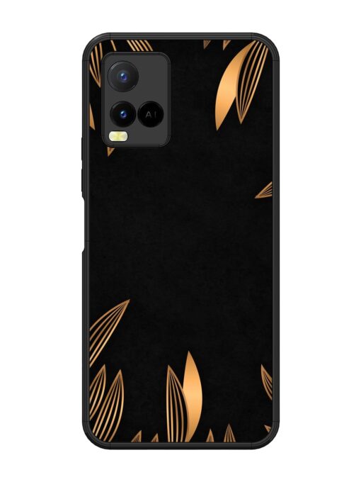 Golden Leaf Pattern Glossy Metal Phone Cover for Vivo Y21 Zapvi