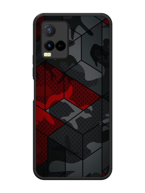 Red And Grey Pattern Glossy Metal Phone Cover for Vivo Y21 Zapvi