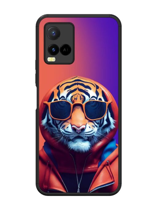 Tiger Animation Glossy Metal Phone Cover for Vivo Y21 Zapvi