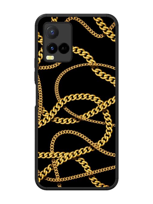 Decorative Golde Chain Glossy Metal Phone Cover for Vivo Y21 Zapvi