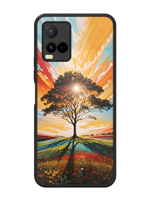 Abstract Tree Colorful Art Glossy Metal Phone Cover for Vivo Y21 Zapvi