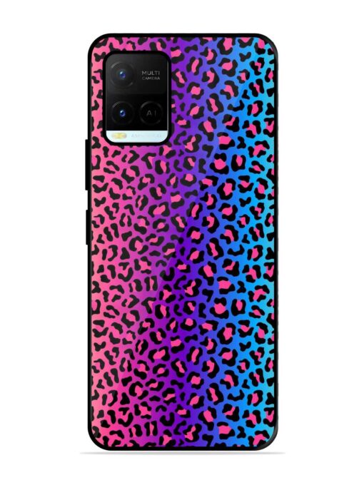 Colorful Leopard Seamless Glossy Metal Phone Cover for Vivo Y21A Zapvi