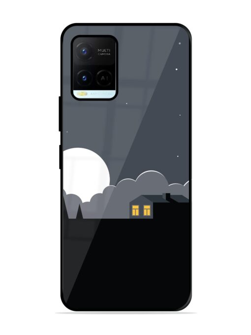 Full Moon Vector Art Glossy Metal Phone Cover for Vivo Y21A Zapvi