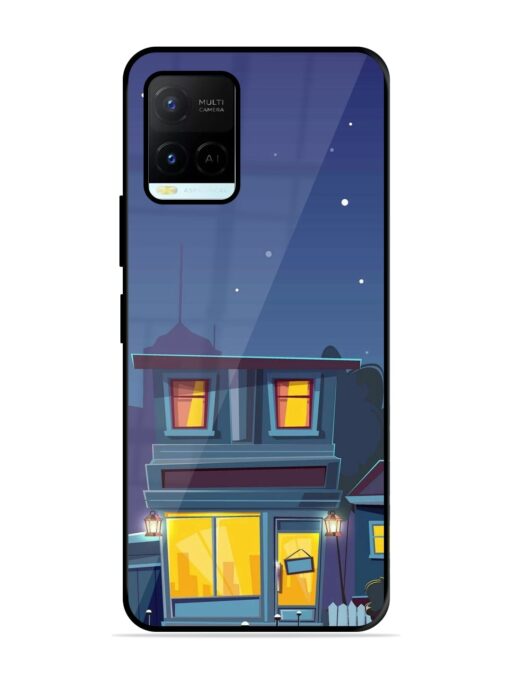 Vector Night House Glossy Metal Phone Cover for Vivo Y21A Zapvi