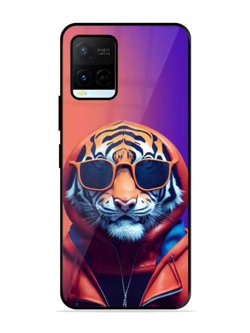 Tiger Animation Glossy Metal Phone Cover for Vivo Y21A