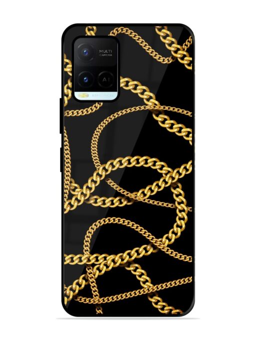 Decorative Golde Chain Glossy Metal Phone Cover for Vivo Y21A Zapvi