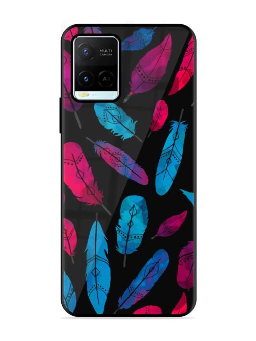 Feather Art Glossy Metal Phone Cover for Vivo Y21G Zapvi