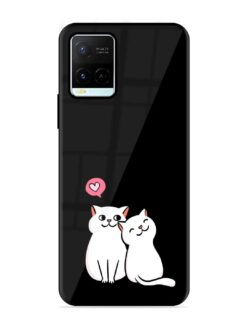Cat Love Glossy Metal Phone Cover for Vivo Y21G