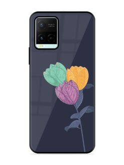 Flower Vector Glossy Metal Phone Cover for Vivo Y21G