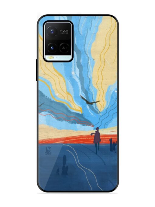 Minimal Abstract Landscape Glossy Metal Phone Cover for Vivo Y21G Zapvi