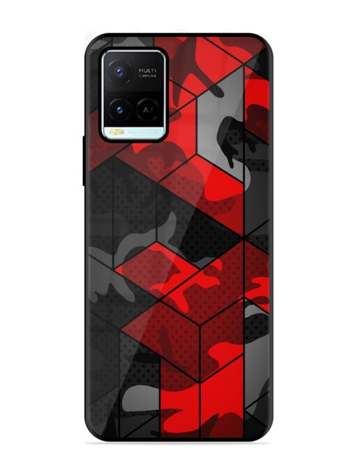 Royal Red Camouflage Pattern Glossy Metal Phone Cover for Vivo Y21G Zapvi