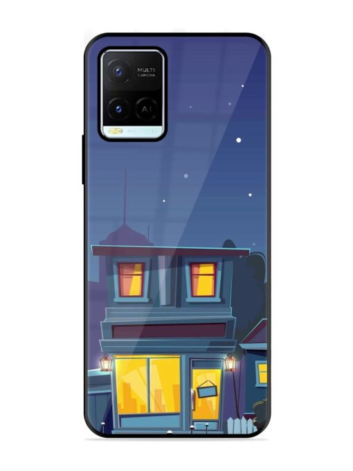 Vector Night House Glossy Metal Phone Cover for Vivo Y21G Zapvi