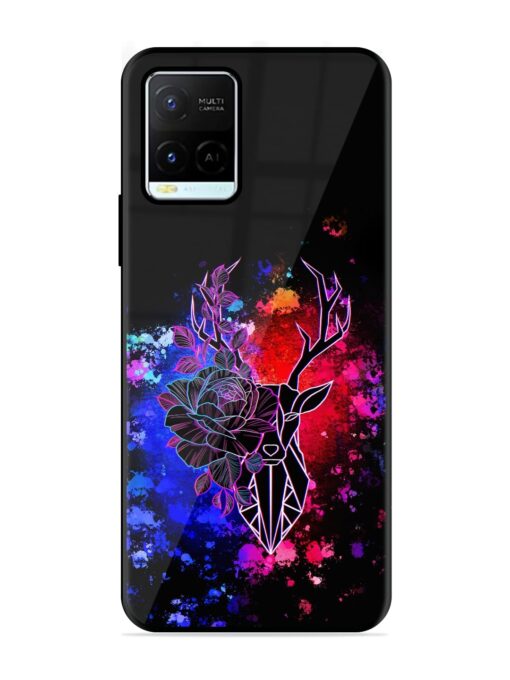 Floral Deer Art Glossy Metal Phone Cover for Vivo Y21G Zapvi