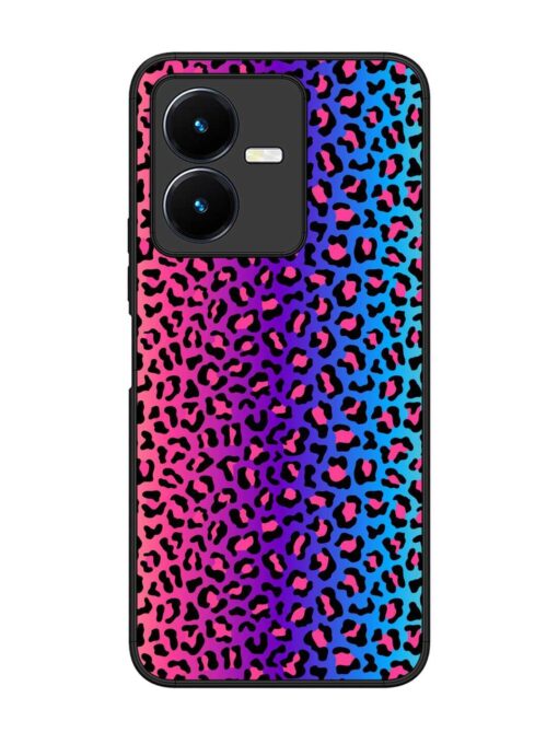 Colorful Leopard Seamless Glossy Metal Phone Cover for Vivo Y22 Zapvi