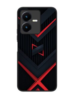 Red Gray Abstract Glossy Metal Phone Cover for Vivo Y22