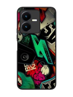 Graffiti Art Glossy Metal Phone Cover for Vivo Y22