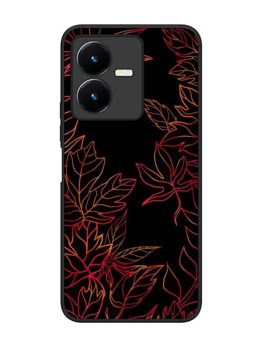 Red Floral Pattern Glossy Metal Phone Cover for Vivo Y22 Zapvi