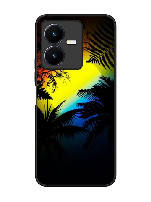 Colorful Sunset With Palm Trees Glossy Metal Phone Cover for Vivo Y22 Zapvi