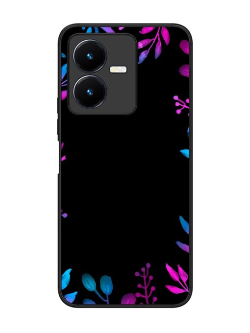 Flower Pattern Watercolor Glossy Metal Phone Cover for Vivo Y22 Zapvi