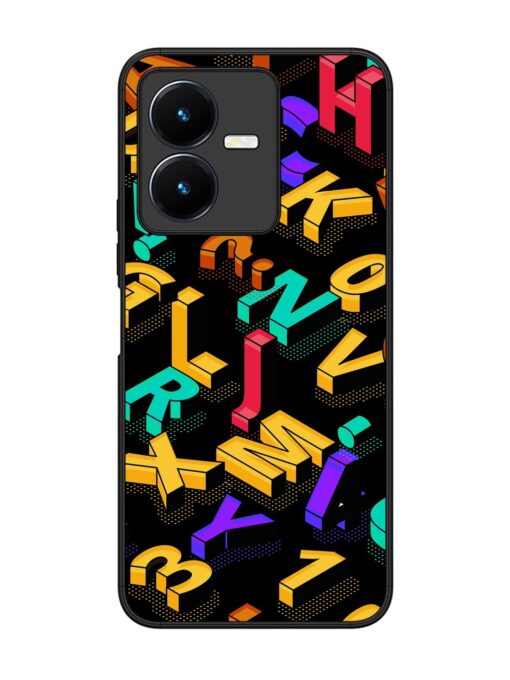 Seamless Pattern With Letters Glossy Metal Phone Cover for Vivo Y22 Zapvi