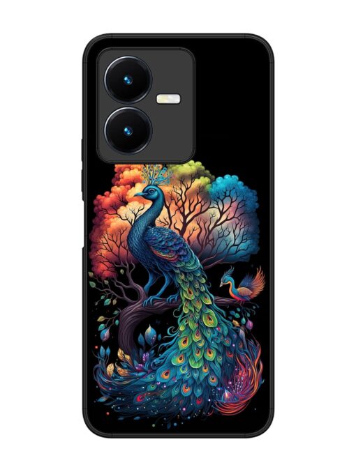 Peacock Tree Art Glossy Metal Phone Cover for Vivo Y22 Zapvi