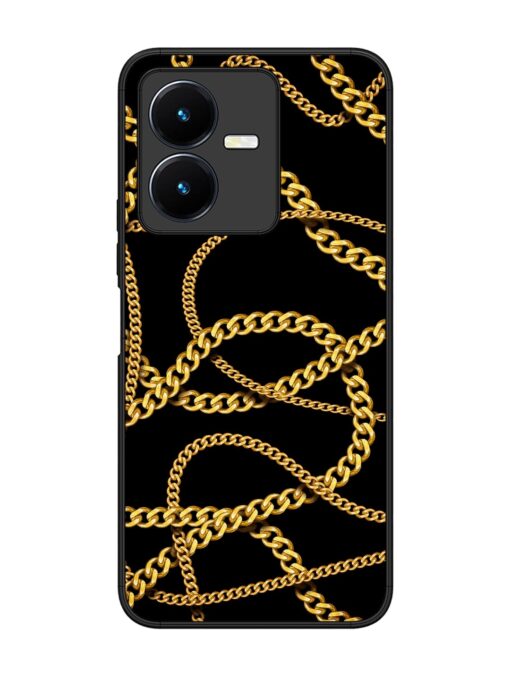 Decorative Golde Chain Glossy Metal Phone Cover for Vivo Y22 Zapvi