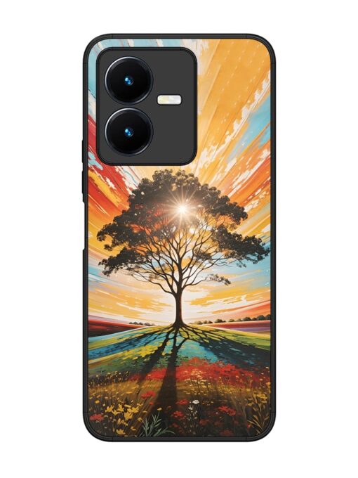 Abstract Tree Colorful Art Glossy Metal Phone Cover for Vivo Y22 Zapvi