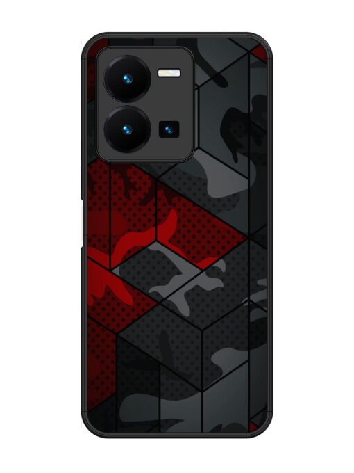 Red And Grey Pattern Glossy Metal Phone Cover for Vivo Y27