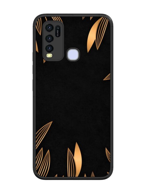 Golden Leaf Pattern Glossy Metal Phone Cover for Vivo Y30 Zapvi