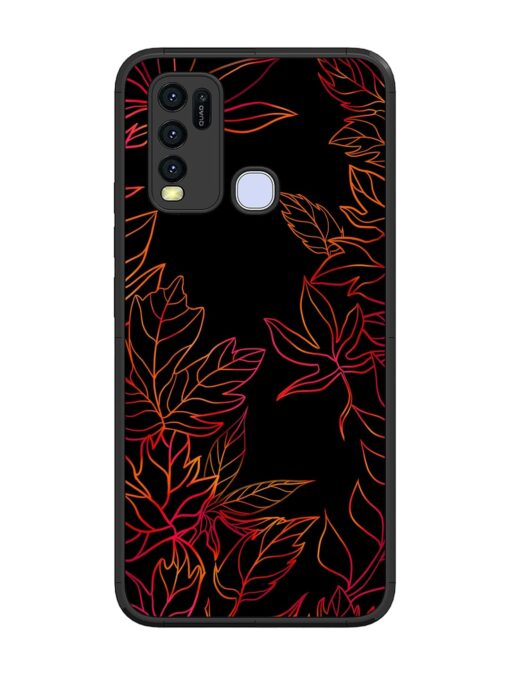 Red Floral Pattern Glossy Metal Phone Cover for Vivo Y30 Zapvi