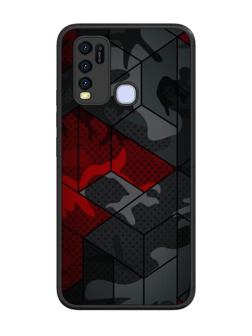 Red And Grey Pattern Glossy Metal Phone Cover for Vivo Y30 Zapvi