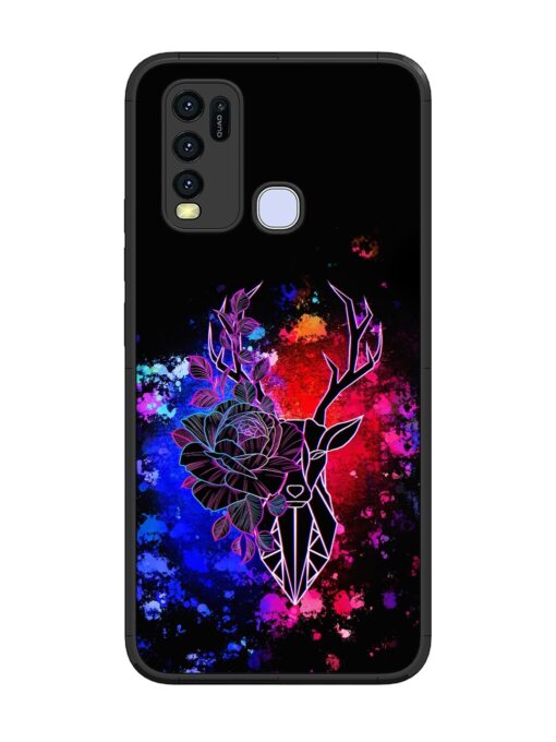 Floral Deer Art Glossy Metal Phone Cover for Vivo Y30 Zapvi