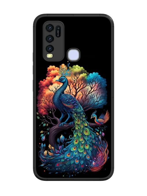 Peacock Tree Art Glossy Metal Phone Cover for Vivo Y30 Zapvi