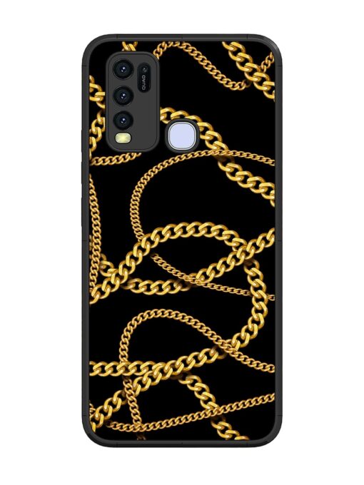 Decorative Golde Chain Glossy Metal Phone Cover for Vivo Y30 Zapvi